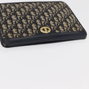 Christian Dior Trotter Canvas Clutch Bag Navy Gold Auth 175496-6