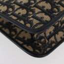 Christian Dior Trotter Canvas Clutch Bag Navy Gold Auth 175496-8
