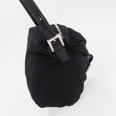 FENDI Mamma Baguette Shoulder Bag Nylon Black Silver Auth 175505A-4
