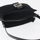 FENDI Mamma Baguette Shoulder Bag Nylon Black Silver Auth 175505A-6
