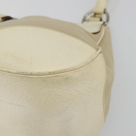 PRADA Shoulder Bag Canvas Beige Silver Auth 175516A