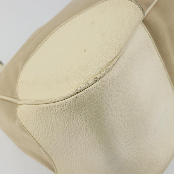 PRADA Shoulder Bag Canvas Beige Silver Auth 175516A