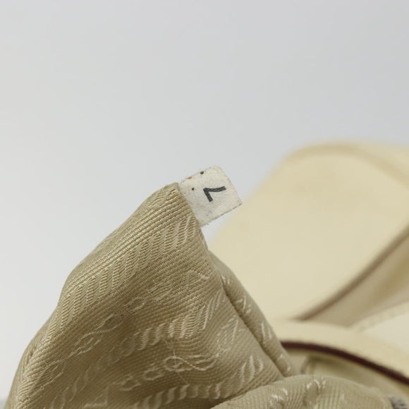 PRADA Shoulder Bag Canvas Beige Silver Auth 175516A