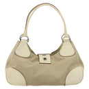 PRADA Shoulder Bag Canvas Beige Silver Auth 175516A-2