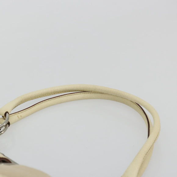 PRADA Shoulder Bag Canvas Beige Silver Auth 175516A