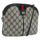 GUCCI GG Supreme Sherry Line Shoulder Bag PVC Navy Gold Auth 175532-1