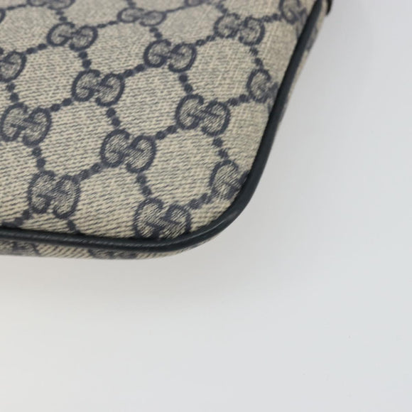 GUCCI GG Supreme Sherry Line Shoulder Bag PVC Navy Gold Auth 175532