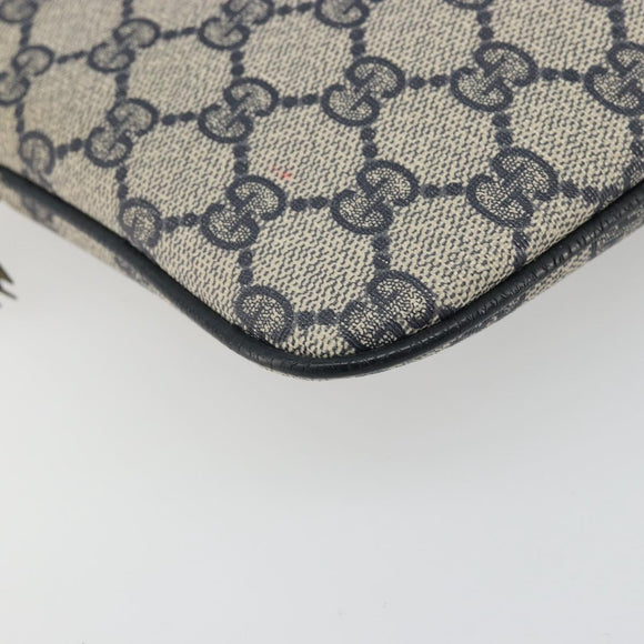 GUCCI GG Supreme Sherry Line Shoulder Bag PVC Navy Gold Auth 175532