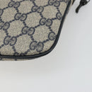 GUCCI GG Supreme Sherry Line Shoulder Bag PVC Navy Gold Auth 175532-16