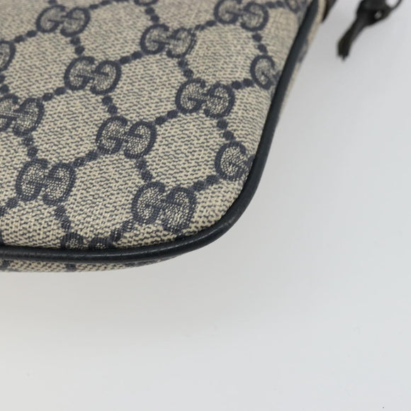 GUCCI GG Supreme Sherry Line Shoulder Bag PVC Navy Gold Auth 175532