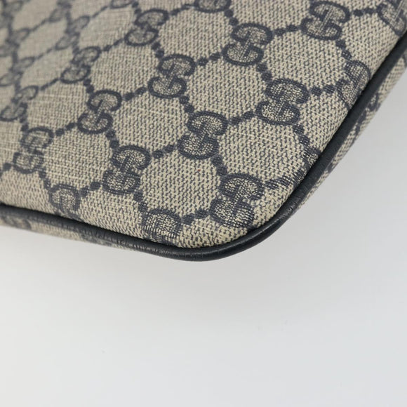 GUCCI GG Supreme Sherry Line Shoulder Bag PVC Navy Gold Auth 175532