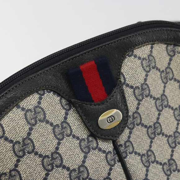 GUCCI GG Supreme Sherry Line Shoulder Bag PVC Navy Gold Auth 175532