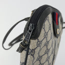 GUCCI GG Supreme Sherry Line Shoulder Bag PVC Navy Gold Auth 175532-9