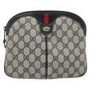 GUCCI GG Supreme Sherry Line Shoulder Bag PVC Navy Gold Auth 175532-13