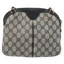 GUCCI GG Supreme Sherry Line Shoulder Bag PVC Navy Gold Auth 175532-2