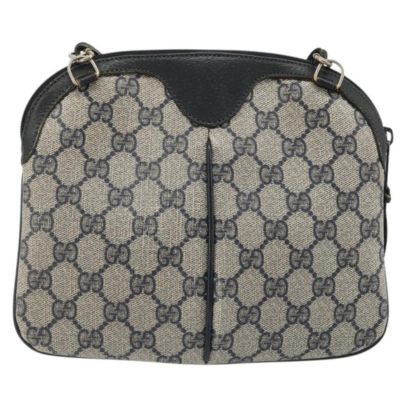 GUCCI GG Supreme Sherry Line Shoulder Bag PVC Navy Gold Auth 175532