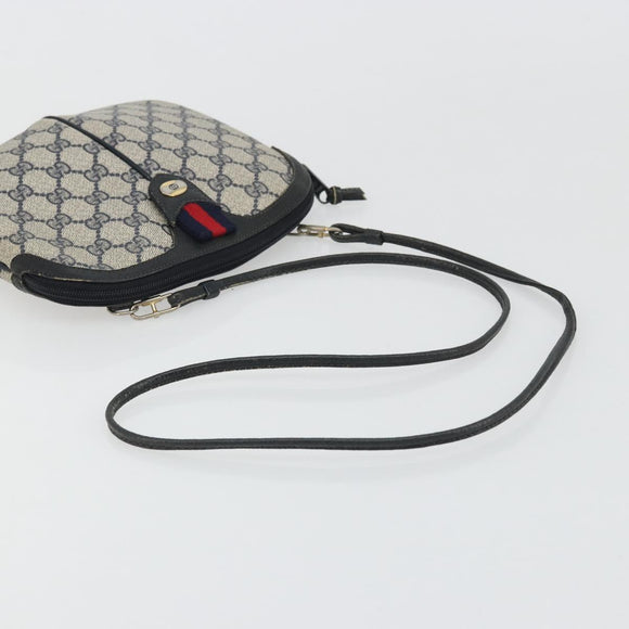GUCCI GG Supreme Sherry Line Shoulder Bag PVC Navy Gold Auth 175532