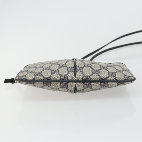 GUCCI GG Supreme Sherry Line Shoulder Bag PVC Navy Gold Auth 175532