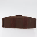 HERMES Her Line PM Hand Bag Canvas Brown Silver Auth 175534-10