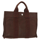 HERMES Her Line PM Handtas Canvas Bruin Zilver Auth 175534-1
