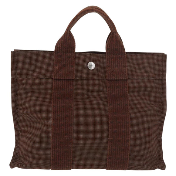 HERMES Her Line PM Handtas Canvas Bruin Zilver Auth 175534