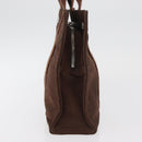 HERMES Her Line PM Hand Bag Canvas Brown Silver Auth 175534-5