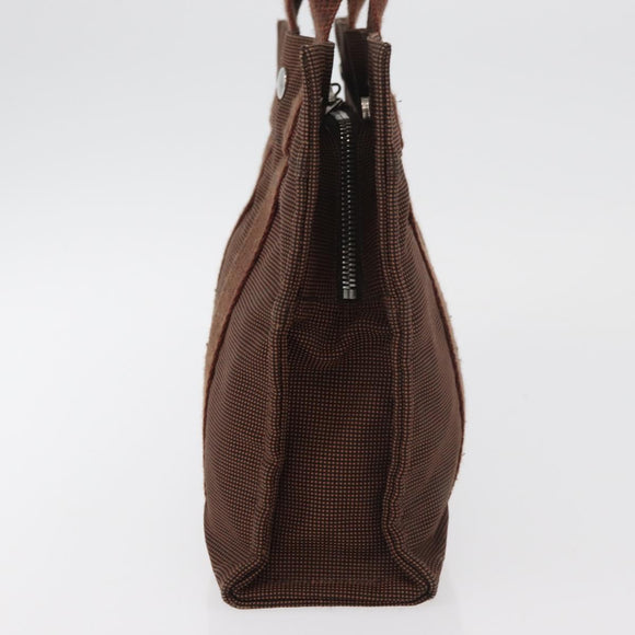 HERMES Her Line PM Handtas Canvas Bruin Zilver Auth 175534