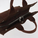 HERMES Her Line PM Hand Bag Canvas Brown Silver Auth 175534-7