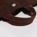 HERMES Her Line PM Hand Bag Canvas Brown Silver Auth 175534-8