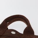 HERMES Her Line PM Hand Bag Canvas Brown Silver Auth 175534-9