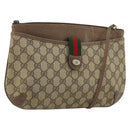 GUCCI GG Supreme Web Sherry Line Bag PVC Beige Gold 904 02 026 Auth 175546-1