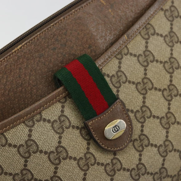 GUCCI GG Supreme Web Sherry Line Bag PVC Beige Gold 904 02 026 Auth 175546
