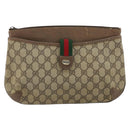 GUCCI GG Supreme Web Sherry Line Bag PVC Beige Gold 904 02 026 Auth 175546-13