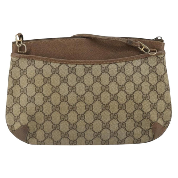 GUCCI GG Supreme Web Sherry Line Bag PVC Beige Gold 904 02 026 Auth 175546