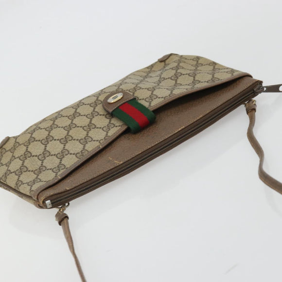 GUCCI GG Supreme Web Sherry Line Bag PVC Beige Gold 904 02 026 Auth 175546
