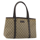GUCCI GG Supreme Tote Bag PVC Beige Silver 114595 Auth 175547-1