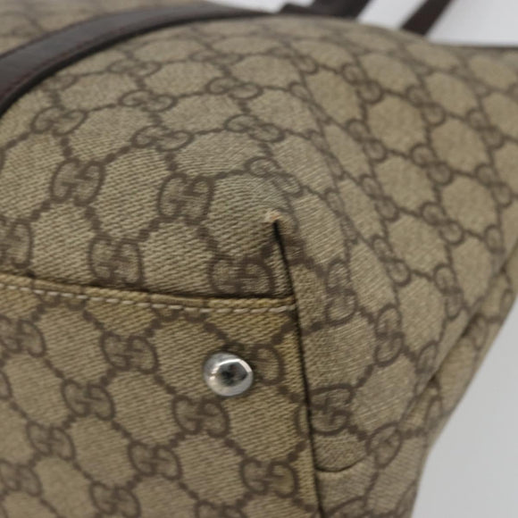 GUCCI GG Supreme Tote Bag PVC Beige Silver 114595 Auth 175547