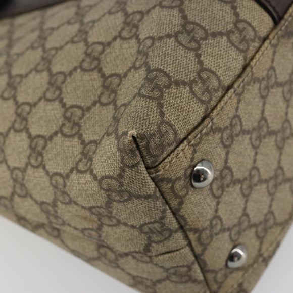 GUCCI GG Supreme Tote Bag PVC Beige Silver 114595 Auth 175547