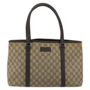 GUCCI GG Supreme Tote Bag PVC Beige Silver 114595 Auth 175547-2