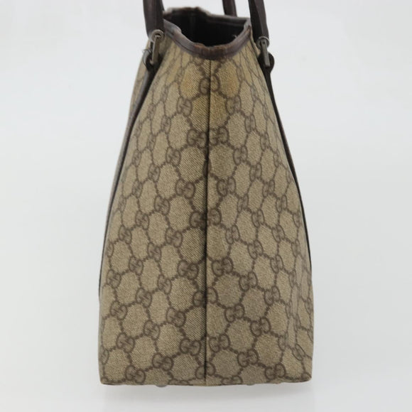 GUCCI GG Supreme Tote Bag PVC Beige Silver 114595 Auth 175547