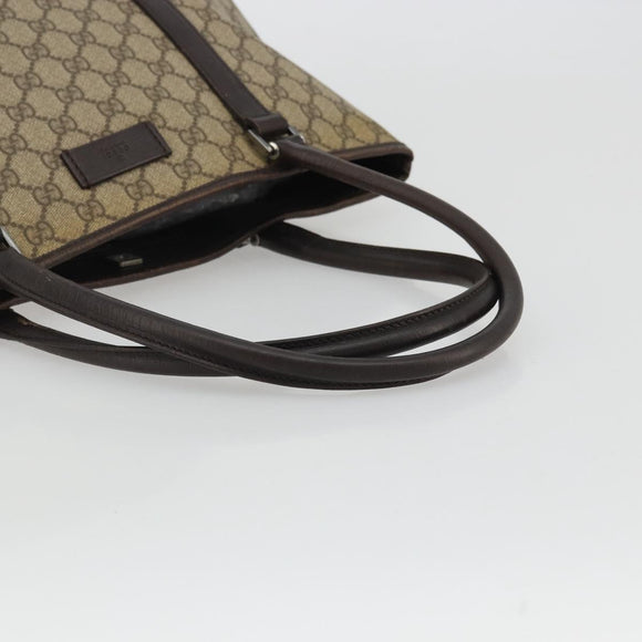 GUCCI GG Supreme Tote Bag PVC Beige Silver 114595 Auth 175547