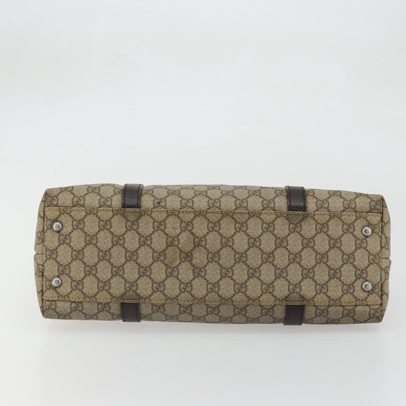 GUCCI GG Supreme Tote Bag PVC Beige Silver 114595 Auth 175547
