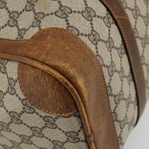 GUCCI GG Supreme Boston Bag PVC Beige Gold Auth 175548