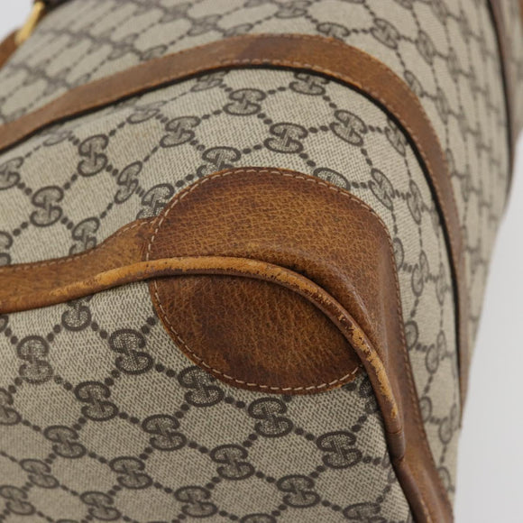 GUCCI GG Supreme Boston Bag PVC Beige Gold Auth 175548