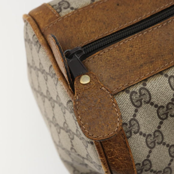 GUCCI GG Supreme Boston Bag PVC Beige Gold Auth 175548