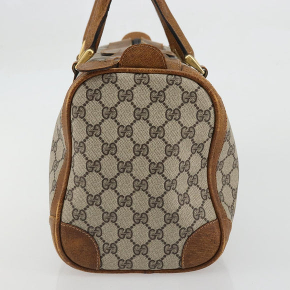 GUCCI GG Supreme Boston Bag PVC Beige Gold Auth 175548
