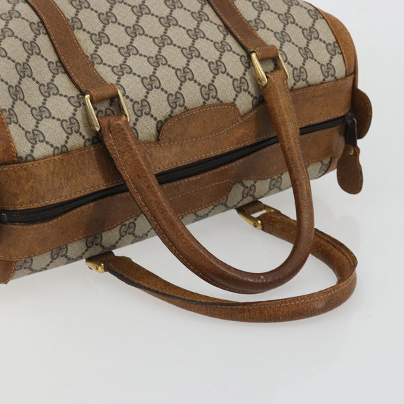 GUCCI GG Supreme Boston Bag PVC Beige Gold Auth 175548