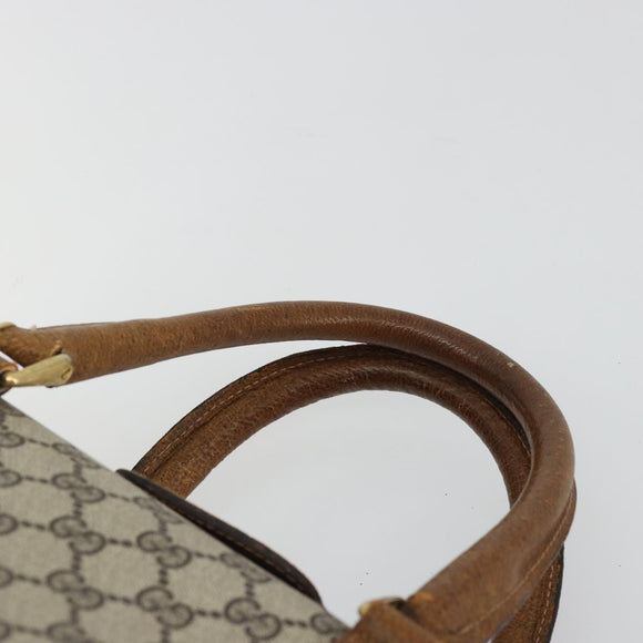 GUCCI GG Supreme Boston Bag PVC Beige Gold Auth 175548