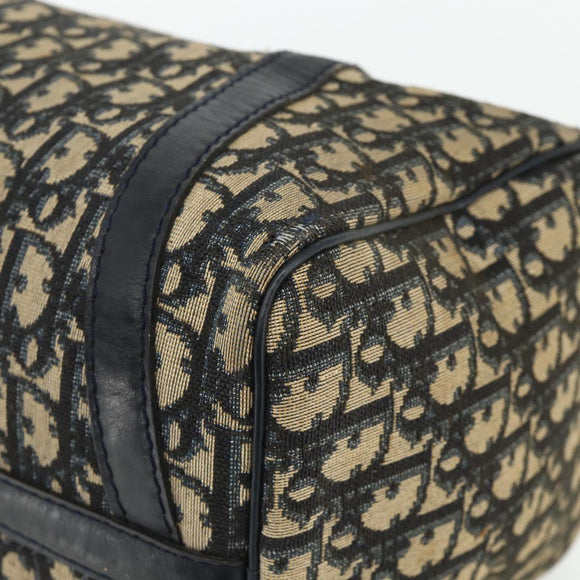Christian Dior Trotter Canvas Boston Bag Navy Silver Auth 175552