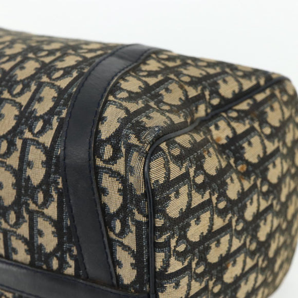 Christian Dior Trotter Canvas Boston Bag Navy Silver Auth 175552